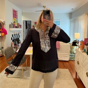 TORY BURCH NAVY TUNIC W SEQUINS